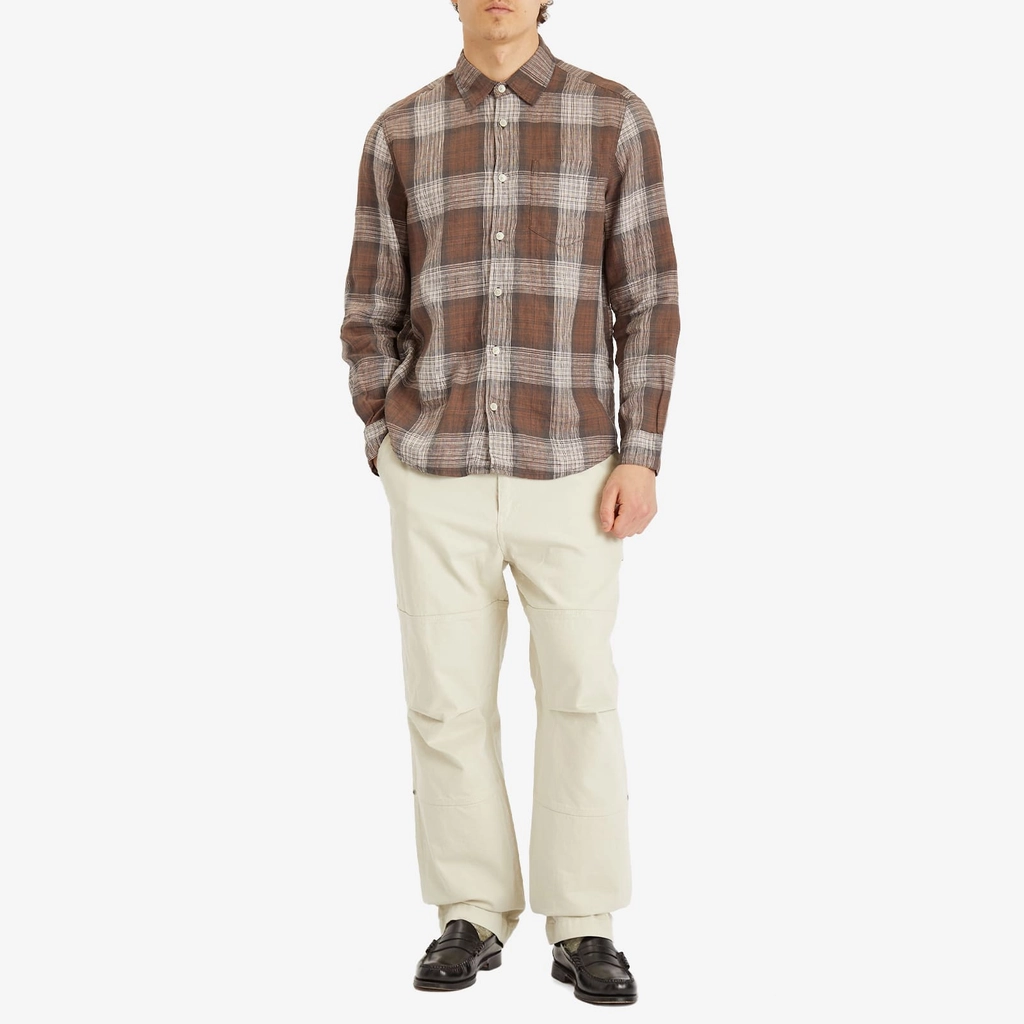 Wax London Men's Jaunt Linen Check Shirt Brown